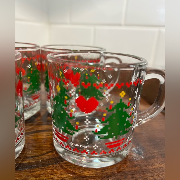Vintage CHD 1984 Cross-Stitch Christmas 4 Mugs Trees & Hearts 12 oz - Picture 3 of 5